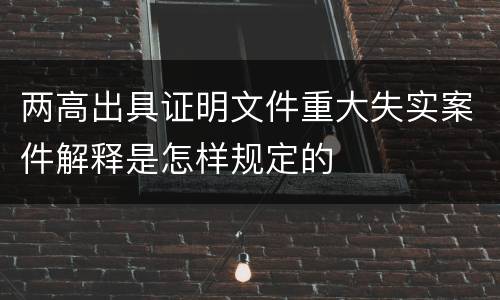 两高出具证明文件重大失实案件解释是怎样规定的