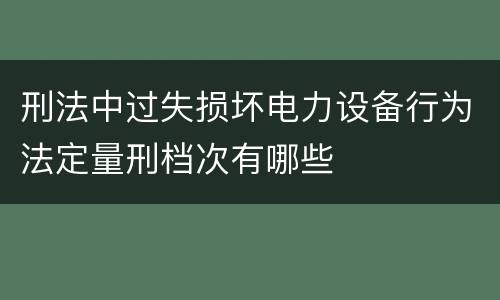 刑法中过失损坏电力设备行为法定量刑档次有哪些