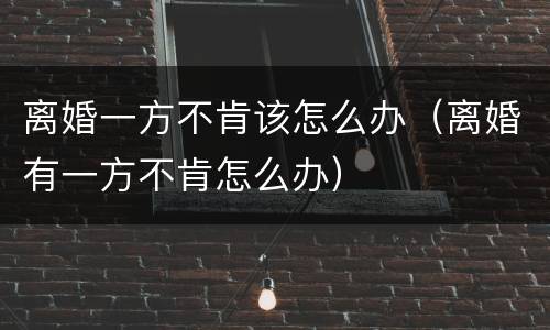 离婚一方不肯该怎么办(离婚有一方不肯怎么办)
