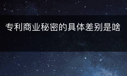 专利商业秘密的具体差别是啥