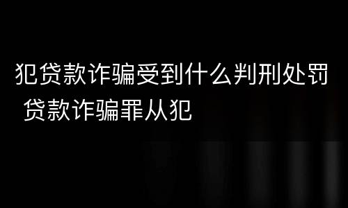 犯贷款诈骗受到什么判刑处罚 贷款诈骗罪从犯