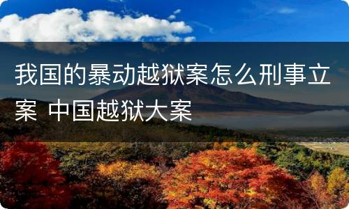 我国的暴动越狱案怎么刑事立案 中国越狱大案