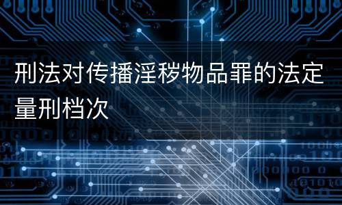 刑法对传播淫秽物品罪的法定量刑档次