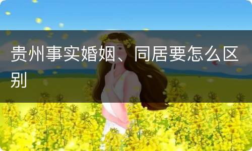 贵州事实婚姻、同居要怎么区别