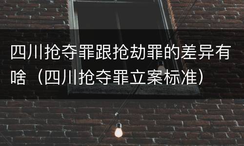 四川抢夺罪跟抢劫罪的差异有啥（四川抢夺罪立案标准）