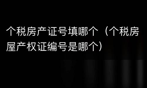 个税房产证号填哪个（个税房屋产权证编号是哪个）