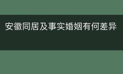安徽同居及事实婚姻有何差异