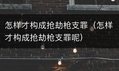 怎样才构成抢劫枪支罪（怎样才构成抢劫枪支罪呢）