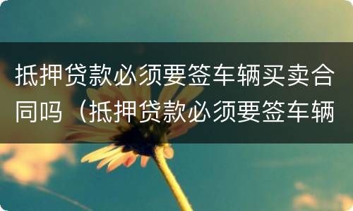 抵押贷款必须要签车辆买卖合同吗（抵押贷款必须要签车辆买卖合同吗怎么办）