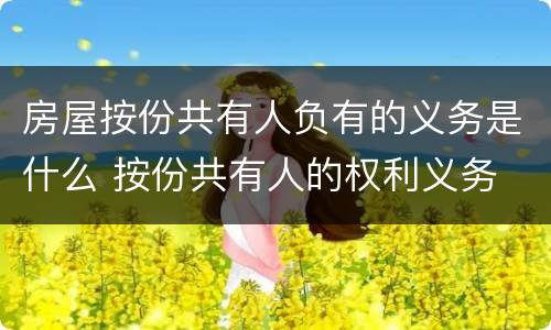 房屋按份共有人负有的义务是什么 按份共有人的权利义务