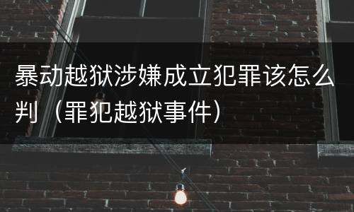 暴动越狱涉嫌成立犯罪该怎么判（罪犯越狱事件）