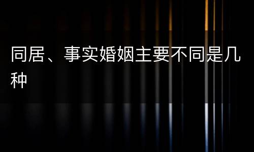同居、事实婚姻主要不同是几种
