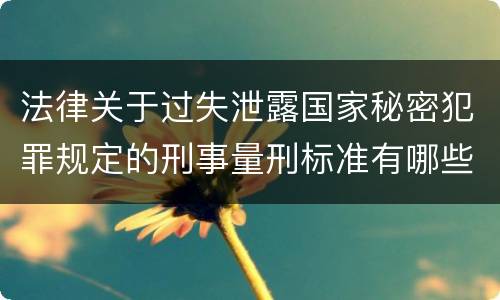 法律关于过失泄露国家秘密犯罪规定的刑事量刑标准有哪些