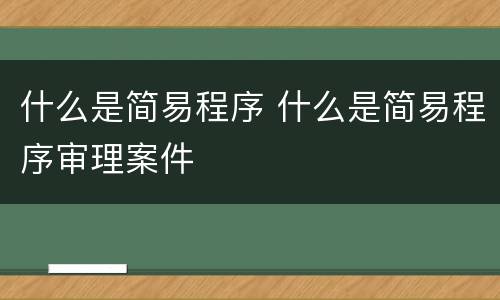 什么是简易程序 什么是简易程序审理案件