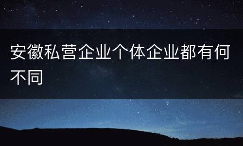 安徽私营企业个体企业都有何不同