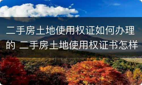 二手房土地使用权证如何办理的 二手房土地使用权证书怎样过户