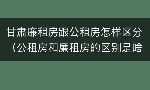 甘肃廉租房跟公租房怎样区分（公租房和廉租房的区别是啥）