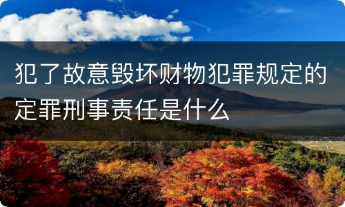犯了故意毁坏财物犯罪规定的定罪刑事责任是什么