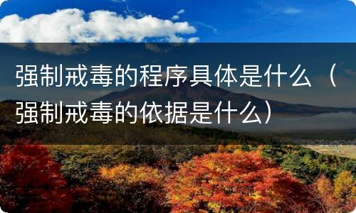 强制戒毒的程序具体是什么（强制戒毒的依据是什么）