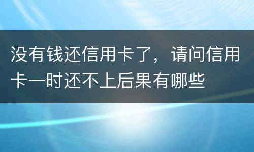 没有钱还信用卡了，请问信用卡一时还不上后果有哪些