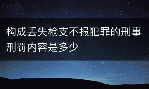 构成丢失枪支不报犯罪的刑事刑罚内容是多少
