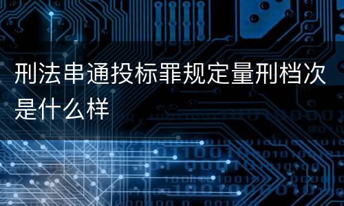 刑法串通投标罪规定量刑档次是什么样