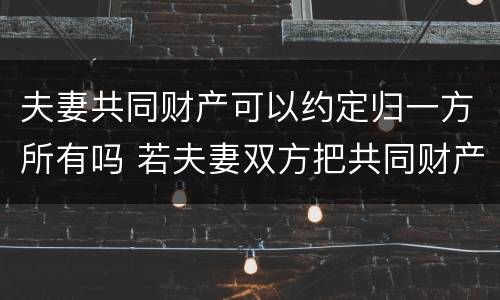 夫妻共同财产可以约定归一方所有吗 若夫妻双方把共同财产约定归一方所有