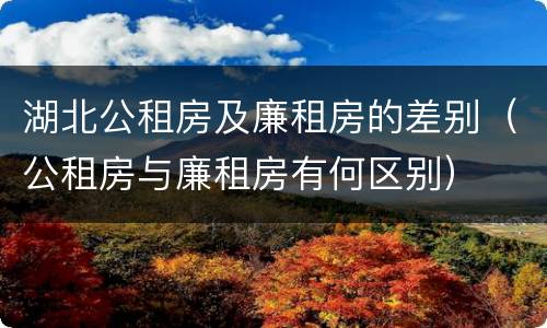 湖北公租房及廉租房的差别（公租房与廉租房有何区别）