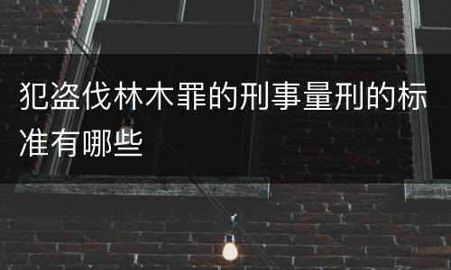 犯盗伐林木罪的刑事量刑的标准有哪些