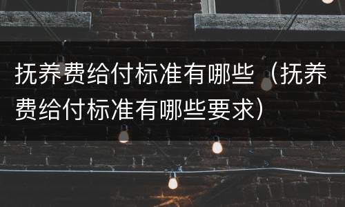 抚养费给付标准有哪些（抚养费给付标准有哪些要求）