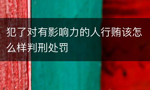 犯了对有影响力的人行贿该怎么样判刑处罚