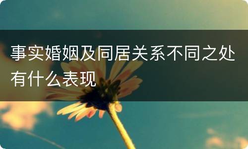 事实婚姻及同居关系不同之处有什么表现