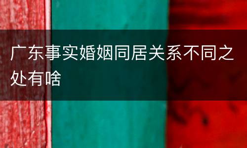 广东事实婚姻同居关系不同之处有啥