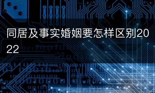 同居及事实婚姻要怎样区别2022
