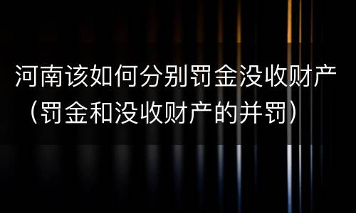 河南该如何分别罚金没收财产（罚金和没收财产的并罚）