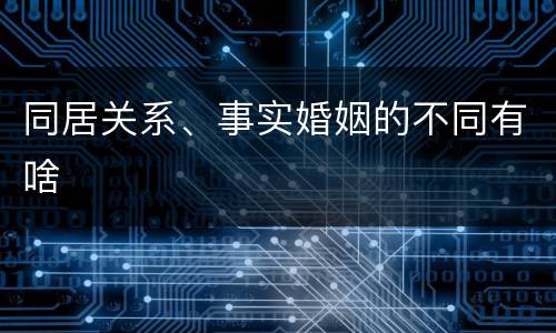同居关系、事实婚姻的不同有啥