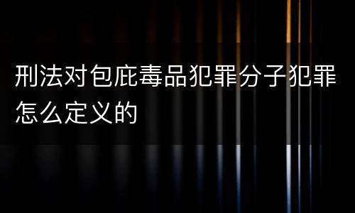 刑法对包庇毒品犯罪分子犯罪怎么定义的