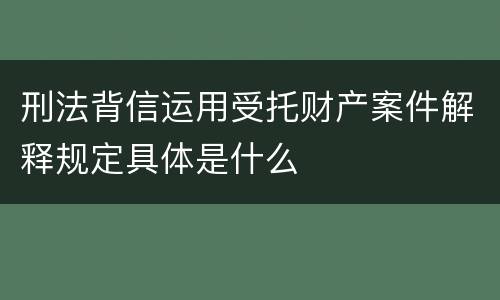 刑法背信运用受托财产案件解释规定具体是什么