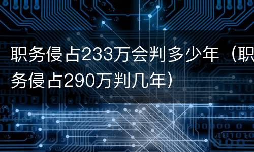 职务侵占233万会判多少年（职务侵占290万判几年）