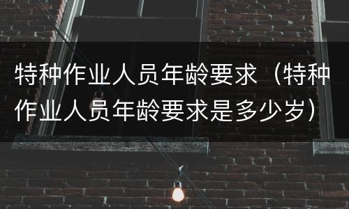 特种作业人员年龄要求（特种作业人员年龄要求是多少岁）