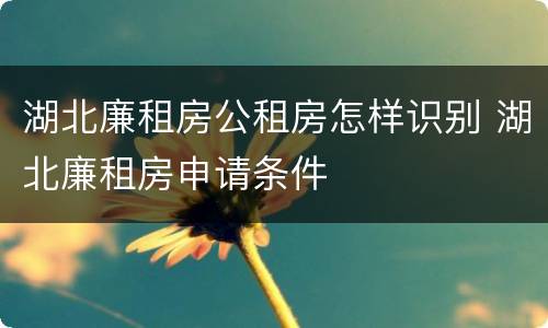 湖北廉租房公租房怎样识别 湖北廉租房申请条件