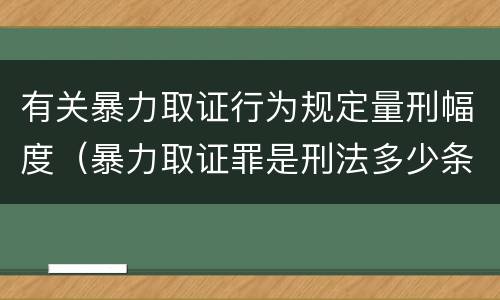 有关暴力取证行为规定量刑幅度（暴力取证罪是刑法多少条）