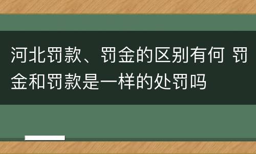 河北罚款、罚金的区别有何 罚金和罚款是一样的处罚吗