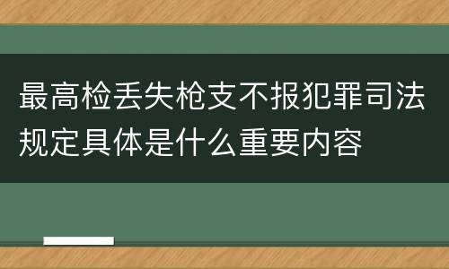 最高检丢失枪支不报犯罪司法规定具体是什么重要内容