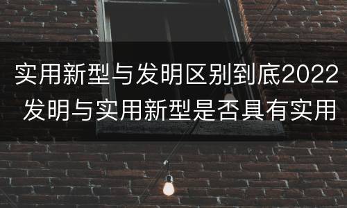 实用新型与发明区别到底2022 发明与实用新型是否具有实用性