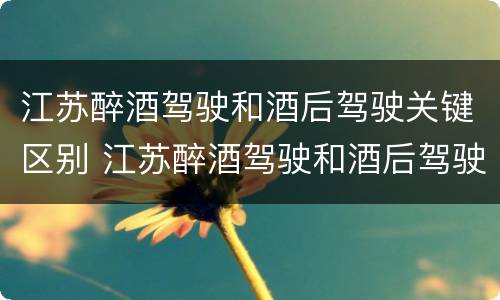 江苏醉酒驾驶和酒后驾驶关键区别 江苏醉酒驾驶和酒后驾驶关键区别是什么