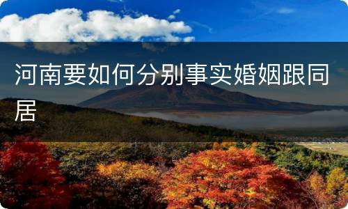 河南要如何分别事实婚姻跟同居
