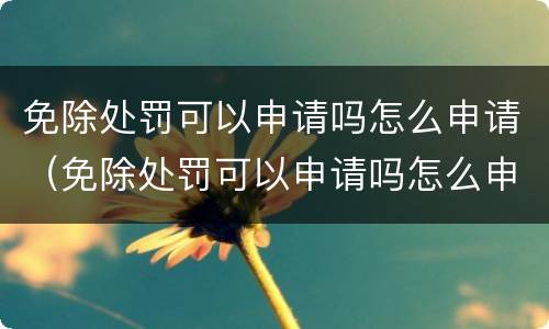 免除处罚可以申请吗怎么申请（免除处罚可以申请吗怎么申请的）