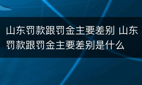 山东罚款跟罚金主要差别 山东罚款跟罚金主要差别是什么