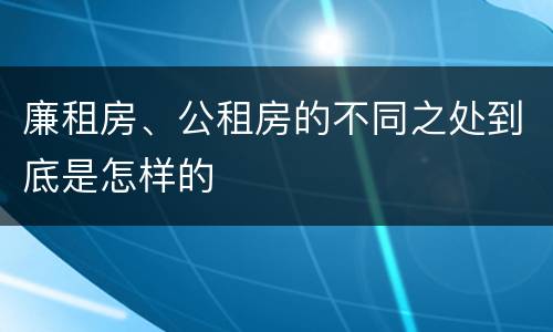 廉租房、公租房的不同之处到底是怎样的
